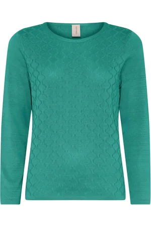 Skovhuus Strik, Dame, Grøn, XL, Bomuld, Feminin O-Neck Pullover Bluse Smaragd