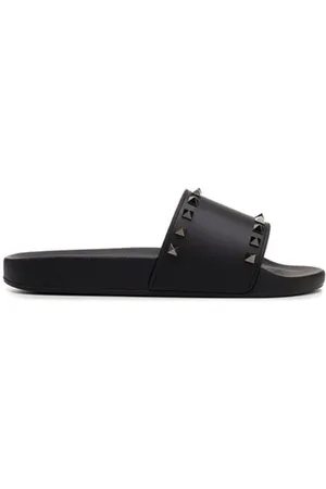 VALENTINO GARAVANI Sko, Herre, Sort, 42 EU, Uld, Sorte Slides med Tone Studs