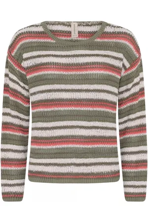 Skovhuus Strik, Dame, Flerfarvet, XL, Bomuld, Multi Bluse O-Neck Pullover Laurel Oak
