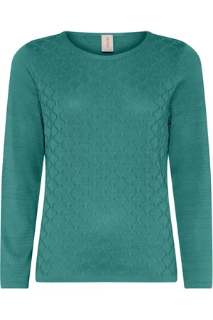 Skovhuus Strik, Dame, Grøn, XL, Bomuld, Feminin O-Neck Pullover Bluse Efeugrøn