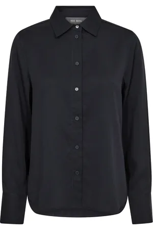Mos Mosh Bluser & Skjorter, Dame, Blå, M, Feminin Skjorte med Krave og Knapper