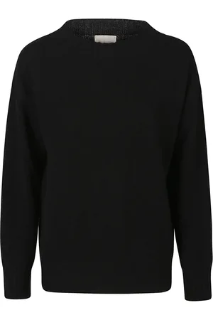 DRUMOHR Strik, Dame, Sort, XS, Uld, Stilfuld Boat Neck Sweater