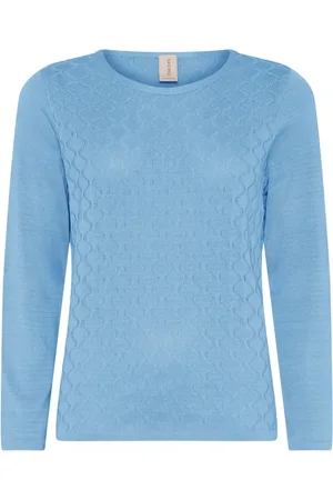 Skovhuus Strik, Dame, Blå, M, Bomuld, Feminin O-Neck Pullover Bluse Blå