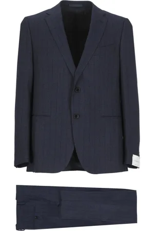 CARUSO Jakkesæt, Herre, Blå, 2XL, Uld, Blå Uldjakke Klassisk Stil
