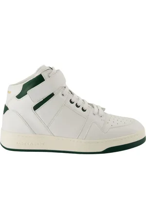 Saint Laurent Sko, Herre, Hvid, 45 EU, Hvide og grønne høje sneakers