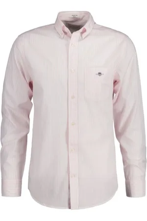 GANT Skjorte, Herre, Lyserød, 2XL, Bomuld, Klassisk stribet regular fit skjorte