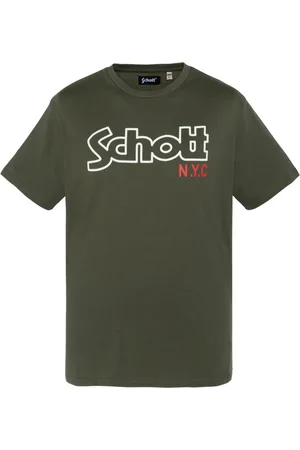 Schott NYC Top, Herre, Grøn, M, Bomuld, Grøn Logo Print Bomuld T-shirt