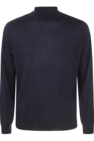 FILIPPO DE LAURENTIIS Strik, Herre, Blå, M, Blå Merinos Turtleneck Sweater
