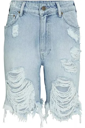 SER.O.YA Shorts, Dame, Blå, XS, Denim, Revnet Denim Shorts Sammy Mid