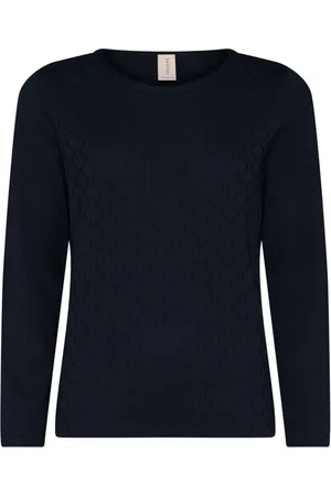 Skovhuus Strik, Dame, Blå, XL, Bomuld, Feminin O-Neck Pullover Bluse Marine