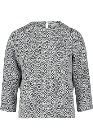 Cartoon Bluser & Skjorter, Dame, Blå, 3XL, Grafisk Jacquard Bluse Skjorte