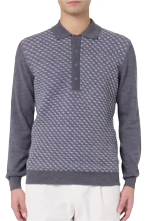 Paolo Pecora Strik, Herre, Grå, M, Uld, Stilfuld T-shirt og Polo