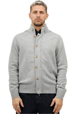 Gran Sasso Strik, Herre, Grå, 3XL, Skjorte med lynlås og knapper