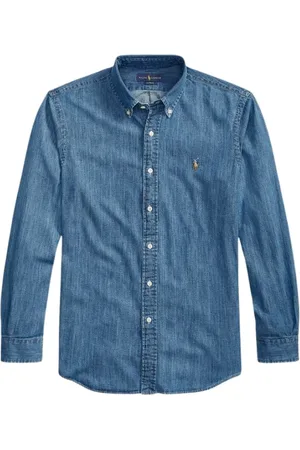 Ralph Lauren Skjorte, Herre, Blå, 2XL, Denim, Custom Fit Denim Skjorte