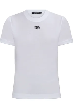 Dolce & Gabbana Top, Dame, Hvid, M, T-shirt med broderet logo