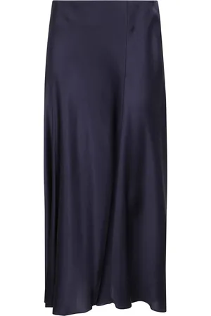 Alberta Ferretti Nederdel, Dame, Blå, S, Satin, Blå Satin Midi Nederdel