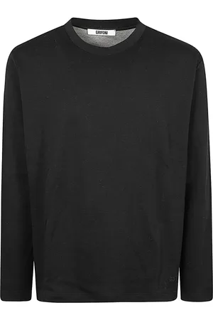 Mauro Grifoni Top, Herre, Sort, L, Bomuld, Sort uld og bomuld T-shirt