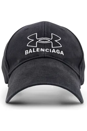 Balenciaga Tilbehør, Herre, Sort, M, Bomuld, Broderet bomuldshat med rygsæk