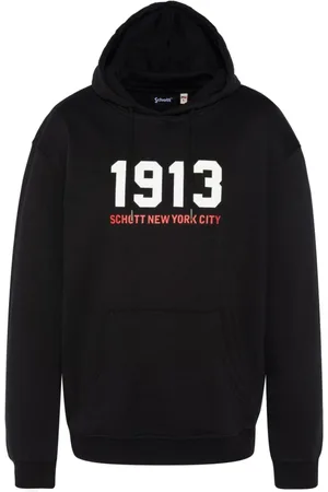 Schott NYC Sweathshirts & Hoodies, Herre, Sort, S, Bomuld, Bomuldshættetrøje - Sort, Lige pasform