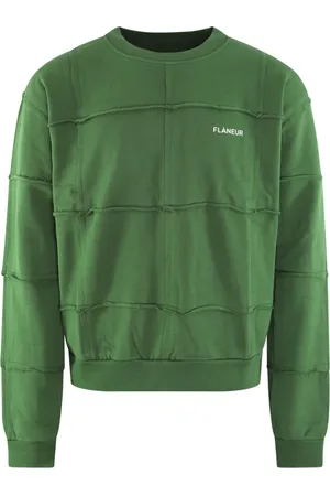 FLÂNEUR Sweathshirts & Hoodies, Herre, Grøn, S, Grøn Cut & Sew Sweater