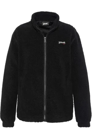 Schott NYC Jakke, Herre, Sort, S, Polyester, Sort lynlås fleecevest