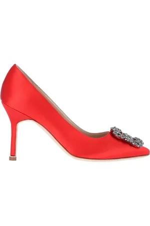 Manolo Blahnik Sko, Dame, Rød, 36 EU, Satin, Røde Satin Pumps med spids tå