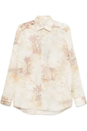 Etro Skjorte, Herre, , XL, Bomuld, Blomstret skjorte med knaplukning