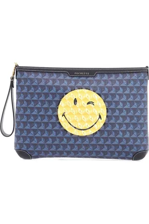 Anya Hindmarch Taske, Dame, Blå, ONE SIZE, Bomuld, SmileyWorld® Eyes Pochette Taske