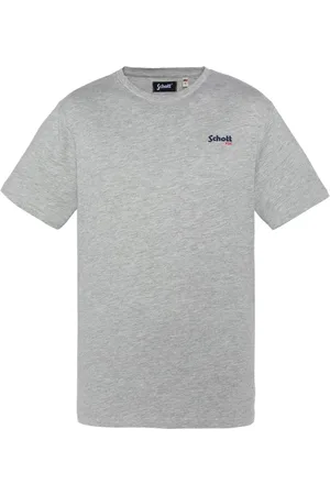 Schott NYC Top, Herre, Grå, 2XL, Bomuld, Bomuld Logo TShirt - Kort Ærme