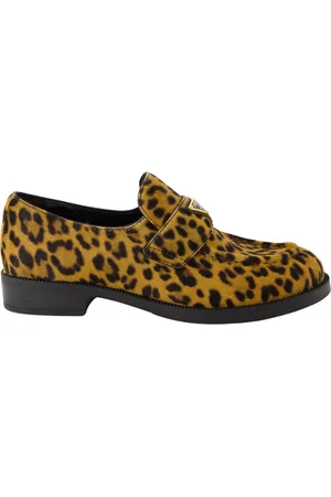 Prada Sko, Dame, Brun, 40 EU, Leopard Velvet Loafers
