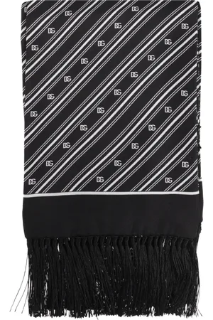 Dolce & Gabbana Tilbehør, Herre, Sort, ONE SIZE, Silketørklæde med frynser