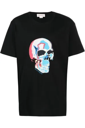Alexander McQueen Top, Herre, Sort, L, Bomuld, Solariseret Skull Logo T-shirt