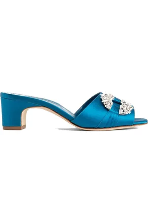 Manolo Blahnik Sko, Dame, Blå, 40 EU, Satin, Blå Slip-On Satin Mules Sko