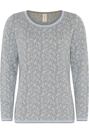 Skovhuus Strik, Dame, Blå, L, Bomuld, Blå Jacquardstrik Pullover Sweater