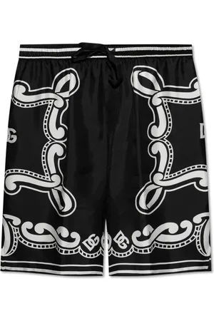 Dolce & Gabbana Shorts, Herre, Sort, XL, Silke shorts med print