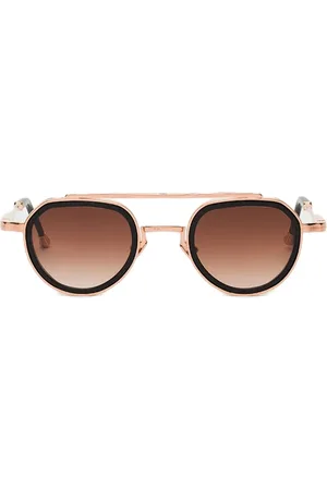 John Dalia Tilbehør, Dame, Sort, ONE SIZE, Uld, Rose Gold Oval Solbriller med Sorte Indsætninger