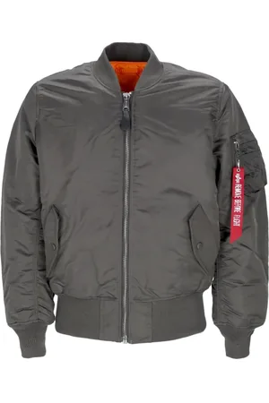 Alpha Industries Jakke, Herre, Grå, XL, Polyester, Vendbar Grå Bomberjakke med Lynlås