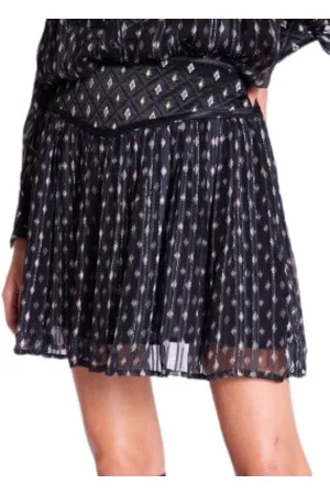 Berenice Nederdel, Dame, Sort, M, Satin, Unik Elegant Kort Nederdel med Satin Talje