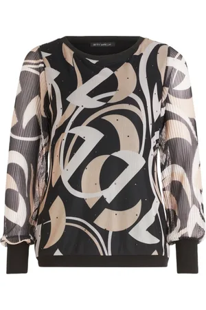 Betty Barclay Bluser & Skjorter, Dame, Sort, XL, Uld, Grafisk Design Langærmet Skjorte
