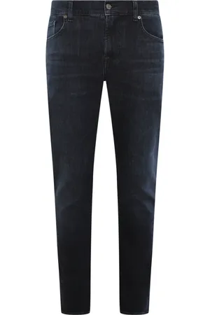 7 for all Mankind Jeans, Herre, Blå, W32, Bomuld, Slimmy Tapered Stretch Tek Jeans