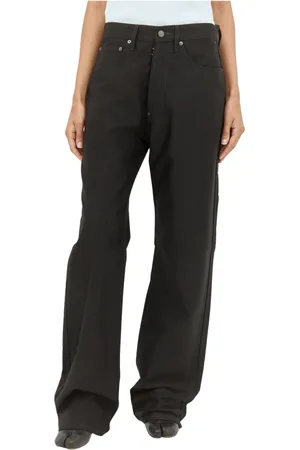 Maison Margiela Jeans, Dame, Sort, W27, Denim, Coated Denim Straight-Leg Jeans