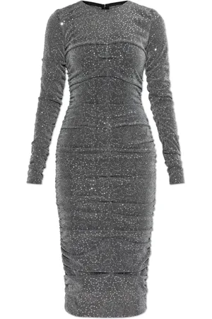 Dolce & Gabbana Kjole, Dame, Grå, 2XS, Pailletkjole med drapering