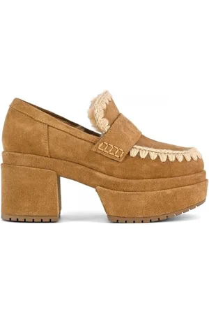 Mou Sko, Dame, Brun, 40 EU, Uld, Platform Loafer Elegant Håndlavet Ruskind