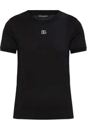 Dolce & Gabbana Top, Dame, Sort, XS, Bomuld, T-shirt med skinnende logo