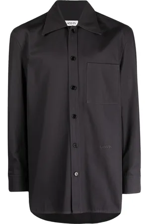 Lanvin Jakke, Herre, Grå, L, Bomuld, Grå Casual Twisted Cocoon Overshirt Jakke