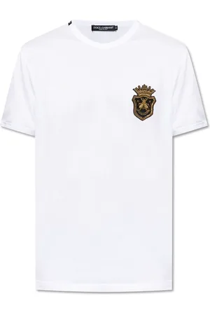 Dolce & Gabbana Top, Herre, Hvid, S, Bomuld, T-shirt med applikation
