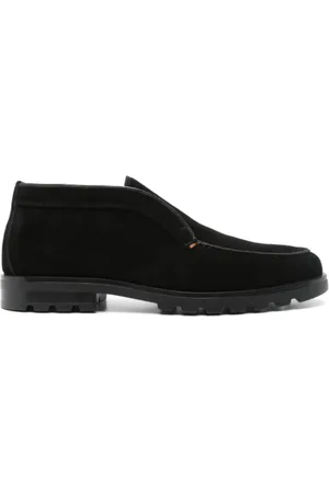 santoni Sko, Herre, Sort, 43 EU, Suede, Sorte Shearling-forede Chunky Støvler