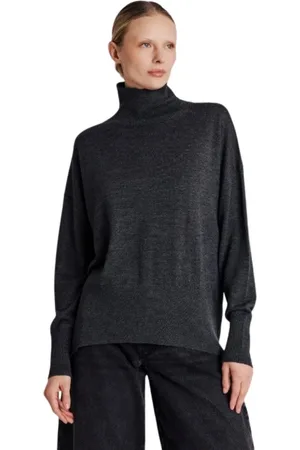 Berenice Strik, Dame, Sort, S, Uld, Merino Uld Høj Hals Sweater