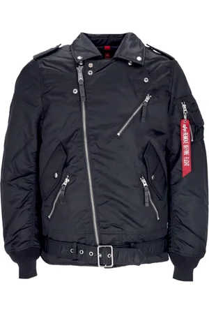Alpha Industries Jakke, Herre, Sort, S, Polyester, Sort Bikerjakke med Poussoir Krave
