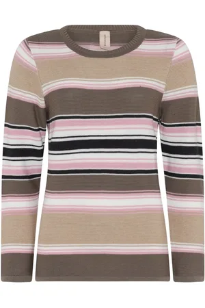 Skovhuus Strik, Dame, Flerfarvet, M, Bomuld, Stribet Links Pullo Bluse Sandstorne